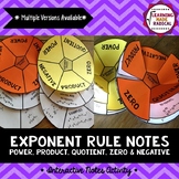 Exponent Rule Notes - Power, Product, Quotient, Zero and Negative