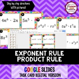 Exponent Rule - Product Rule Task Card GOOGLE Slide Digita