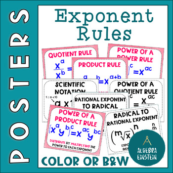 Preview of Exponent Rule Word Wall Posters