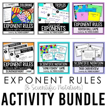 Preview of Exponent Rules - Laws of Exponents - Activities Bundle