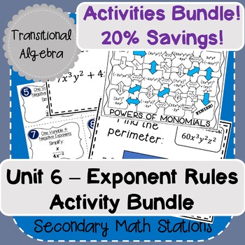 Preview of Exponent Rules Activity Bundle