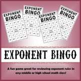 Exponent Rules BINGO Review Game