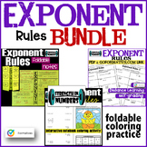 Exponent Rules BUNDLE: notes, coloring activity, digital p