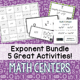 Exponent Rules Bundle - 5 Activities for Math Centers
