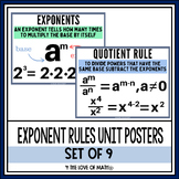 Laws of Exponents - Exponent Rules - Class Poster Set
