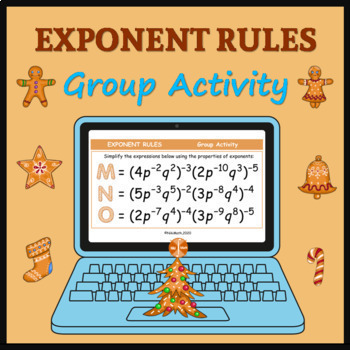 Preview of Exponent Rules - Classwork/Christmas Group Activity - Google Slides product