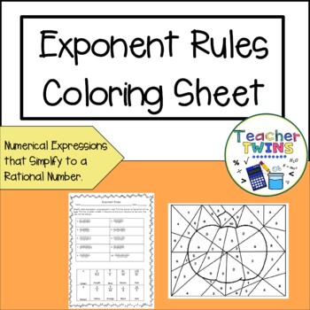 Preview of Simplify Numerical Expressions Using Exponent Rules Coloring Sheet