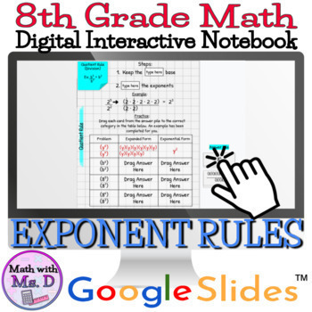 Preview of Exponent Rules Digital + Printable Interactive Notebook 