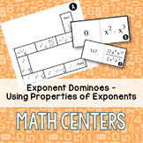 Exponent Rules Dominoes - Math Center Activity with Multip