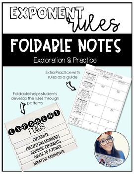Preview of Exponent Rules Foldable (Exploration Notes and Practice)