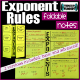 Exponent Rules Foldable Notes (2 versions - basic/advanced