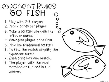 Exponent Rules Go Fish by Laura Davis