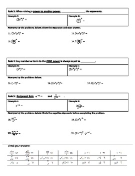 Exponent Rules - Guided Notes by The Math Lab | TPT