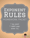 Exponent Rules Homework Packet
