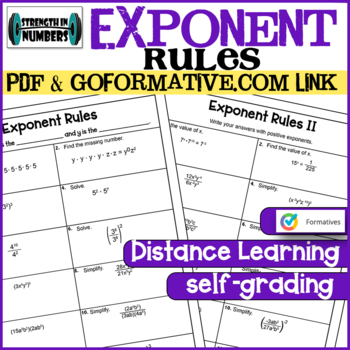 Preview of Exponent Rules Intro and Advanced Distance Learning PDF & GOFORMATIVE.COM