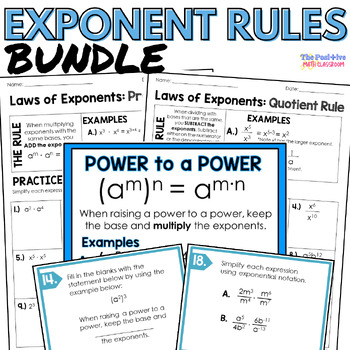 Preview of Exponent Rules Practice and Activities Bundle 