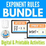 Exponent Rules Laws of Exponents Bundle of Activities - Pr