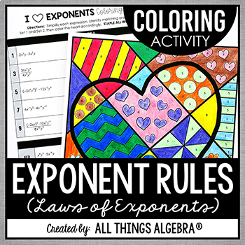 Preview of Exponent Rules (Laws of Exponents) | Coloring Activity