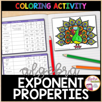 Preview of Exponent Rules | Laws of Exponents Coloring Activity