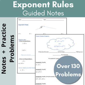 Preview of Exponent Rules - Laws of Exponents | Guided Notes & Practice for Grades 7-11