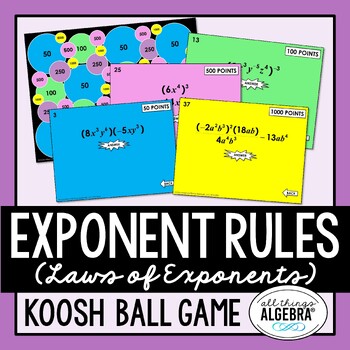 Preview of Exponent Rules (Laws of Exponents) | Koosh Ball Game