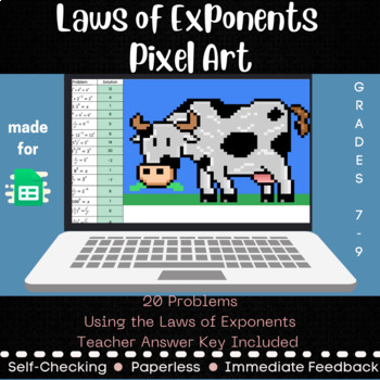 Preview of Exponent Rules - Laws of Exponents - Pixel Art - Digital Math Activity 