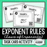 Exponent Rules (Laws of Exponents) | Task Cards