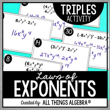 Preview of Exponent Rules (Laws of Exponents) | Triples Activity
