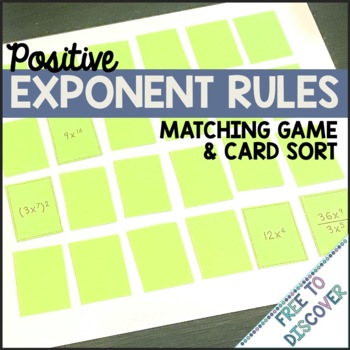 Preview of Exponent Rules Matching Game and Card Sort