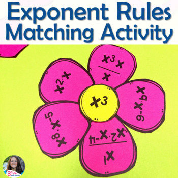 Preview of Exponent Rules Matching Spring Activity with Flower Petals