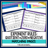 Exponent Rules Matching - Zero Exponents, Negative Exponen