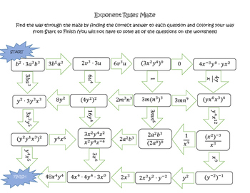 Exponent Rules Maze by Make Math Fun Again | Teachers Pay Teachers