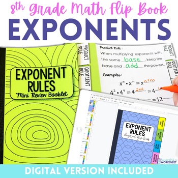 Preview of Exponent Rules Mini Tabbed Flip Book for 8th Grade Math