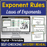 Exponent Rules Mystery Picture Reveal Self-Checking Activi