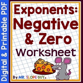 Preview of Exponent Rules Negative and Zero Worksheet