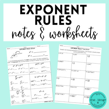 Preview of Exponent Rules Notes and Practice