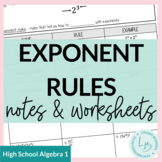 Exponent Rules Notes and Worksheets