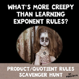 Exponent Rules Product Quotient Powers Scavenger Hunt