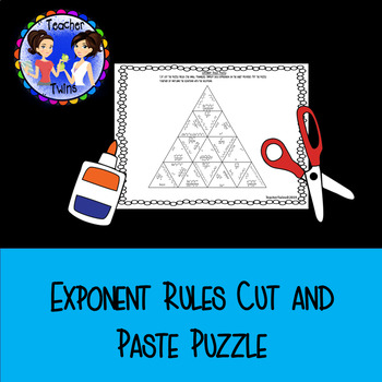 Preview of Exponent Rules Cut and Paste Puzzle