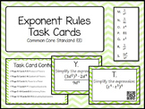 Exponent Rules QR Task Cards