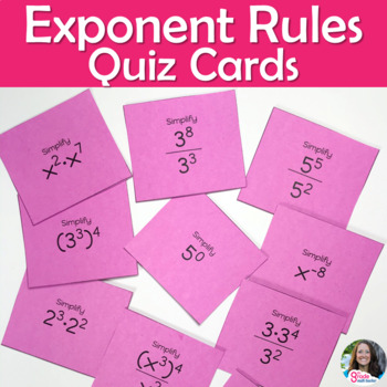 Preview of Exponent Rules Quiz Cards Activity