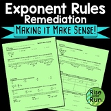 Exponent Rules Remediation Practice Worksheets with Error 