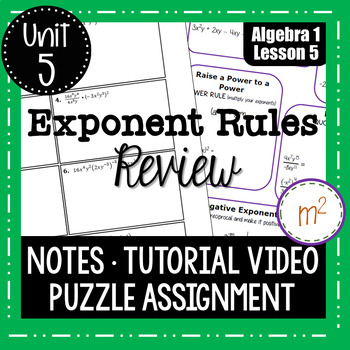 Preview of Exponent Rules Review Graphic Organizer and Puzzle Assignment