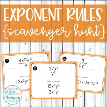 Preview of Exponent Rules Scavenger Hunt Activity - Laws of Exponents 8.EE.A.1