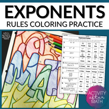 Preview of Exponent Rules Simplifying Expressions Coloring