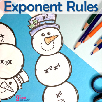 Preview of Exponent Rules Snowman Winter Activity