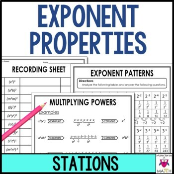 Preview of Exponent Rules Stations Activity - Properties of Exponents Stations | Centers