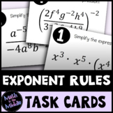 Exponent Rules Task Cards Activity