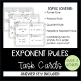 Exponent Rules Task Cards