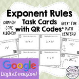 Exponent Rules Task Cards GOOGLE Slide Distance Learning